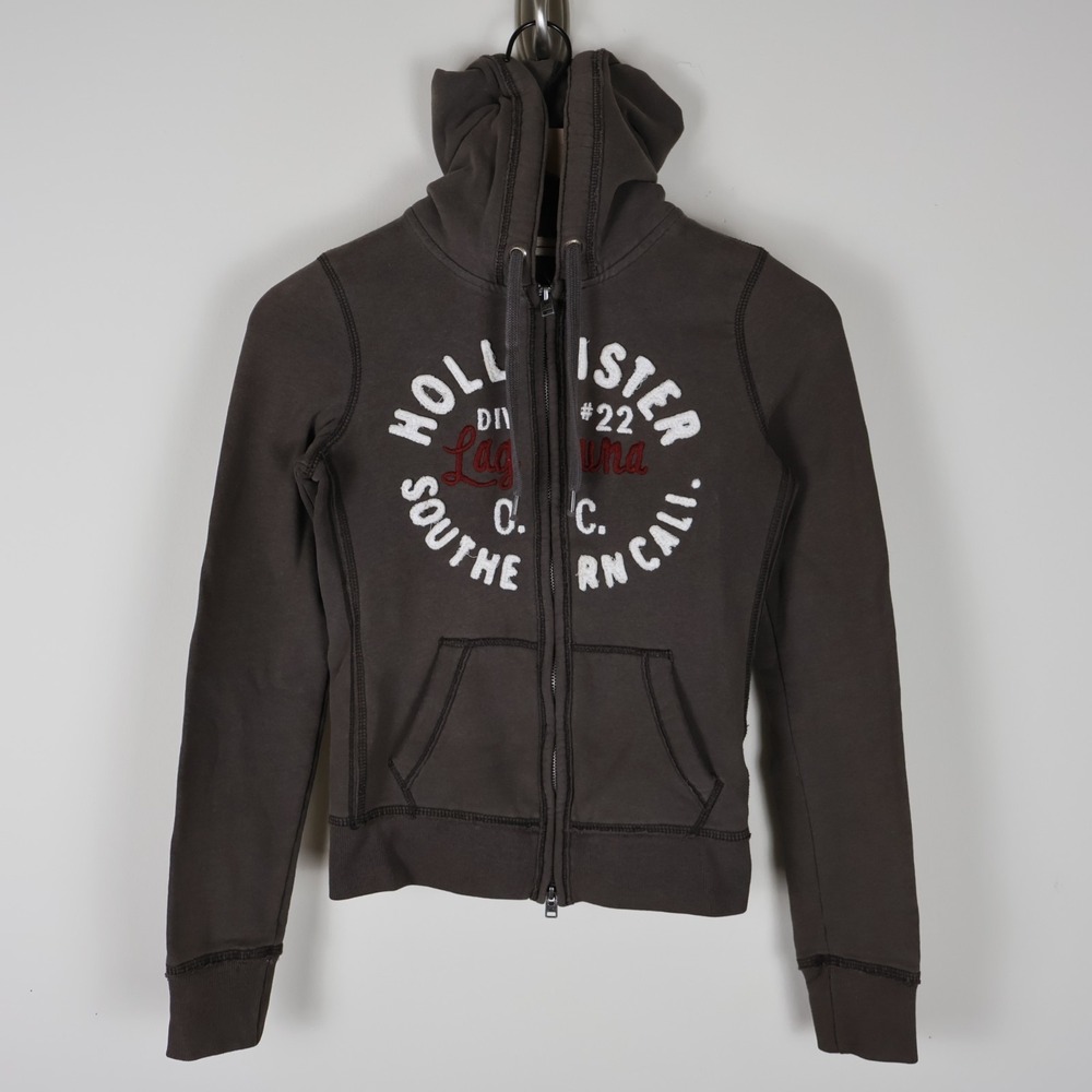 Hollister Laguna OC Southern Cal Women's Full Zip Hoodie Brown XS 16x20‎